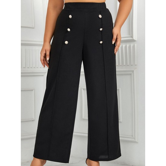 Plus Size  High Waisted Double Breasted Suit Pants