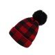 Red & Black Plaid Hairball Knitted Parent Hat