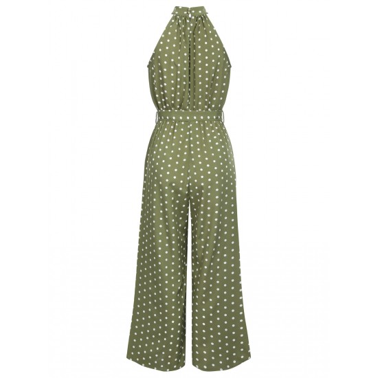  Polka Dot Belt Jumpsuit