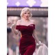 Wine Red  Velvet Bodycon Vintage Dress