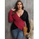 Plus Size  V-Neck Cross Sweater With Pearl