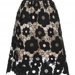  Floral Hollowed-out A-Line Skirt