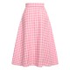  Pink Plaid Button Skirt With Belt