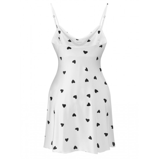 White  Heart Pattern Strap Nightgowns