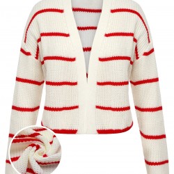 Red & White  Stripe Knitted Cardigan