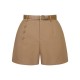 Khaki  Solid Casual Shorts With Belt