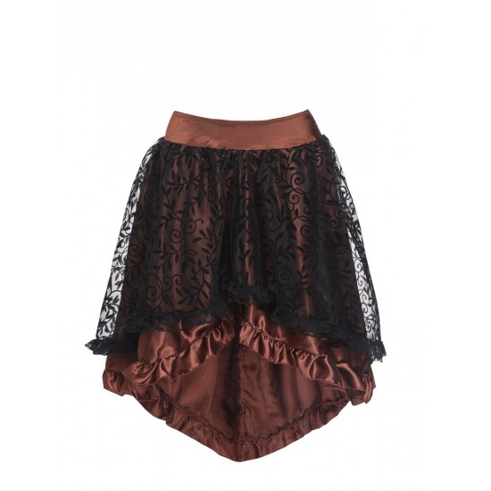  Mesh Ruffles Hem High Low Skirt