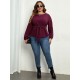 Plus Size Purple  Elastic Cuffs Tie-Up Top