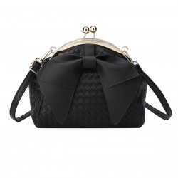 Bow Woven Textured Clutch Crossbody Bag