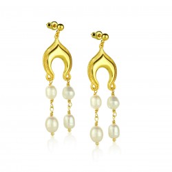  Gold Pearl Dangler Earrings