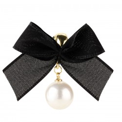 Black Bow Pearl Earrings