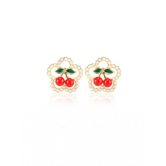 Cherry Pearl Stud Earrings