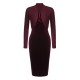 2PCS Wine Red  Velvet Bodycon Dress