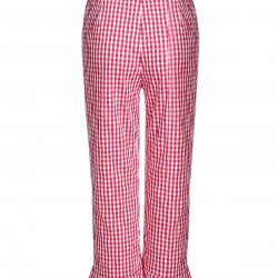 Red Checked Ruffled Split Pants