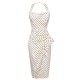 Ivory  Polka Dot Halter Pencil Dress