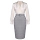  Ivory Solid Blouse & Gray  Skirt