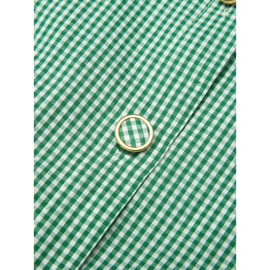 Green  Plaid Short Sleeve Shirt