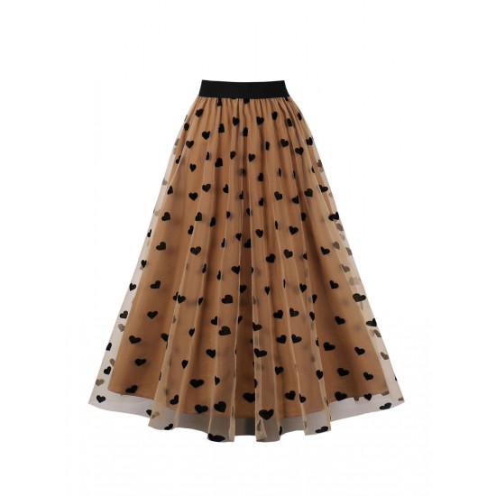  Heart High Waist Swing Skirt