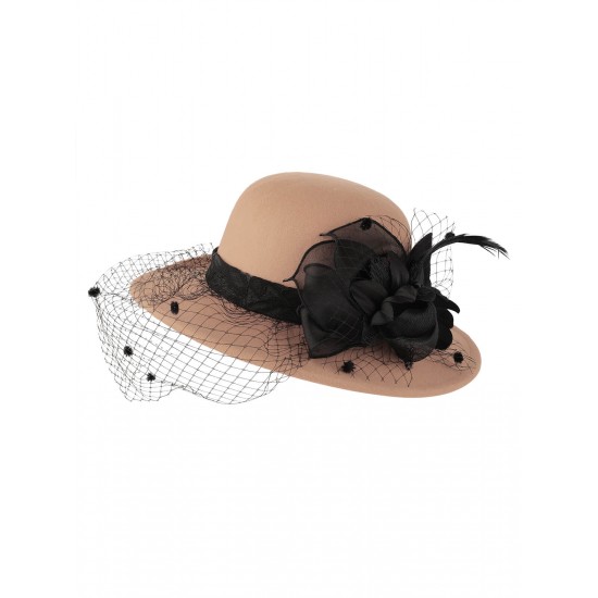  Flower Net Round Top Hat