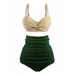  Striped Colorblock Vintage Bikini Set