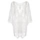 White V-Neck Embroidered Lace Cover-up