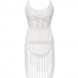 White  Grid Halter Cover Up