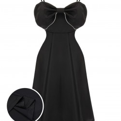 Black  Bowknot Strap Sleepwear